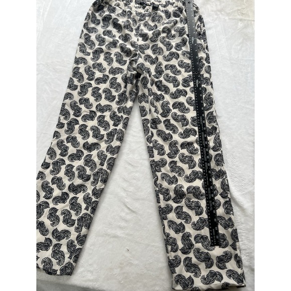 Premise Studio Lined Paisley Pants Womens Medium Quiet Luxury Office Black Cream - Picture 8 of 13